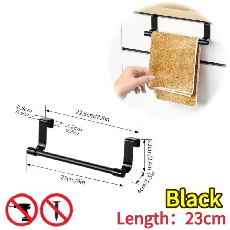 1/2pcs Wall-Mounted Kitchen Cabinet Towel Rack - Space-Saving Dishcloth Holder for Home and Bathroom No Drilling Require - bl