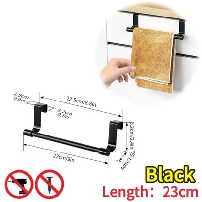 1/2pcs Wall-Mounted Kitchen Cabinet Towel Rack - Space-Saving Dishcloth Holder for Home and Bathroom No Drilling Require - bl