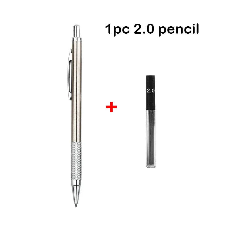 Mechanical Pencil Set 0.3 0.5 0.7 0.9 1.3 2.0mm Full Metal Art Drawing Painting Automatic Pencil with Leads Office School Sup