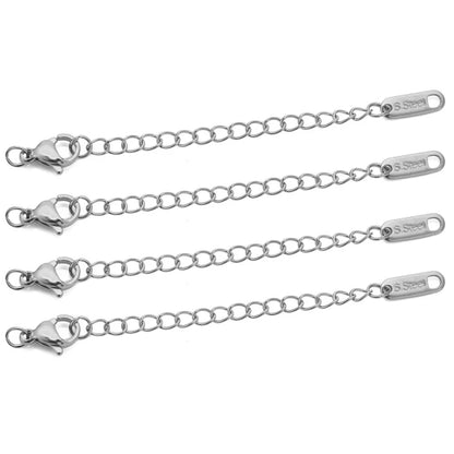 10pcs Stainless Steel Extension Chains with Lobster Clasps Connector Link Necklace Tail Making DIY Bracelet Accessories Suppl