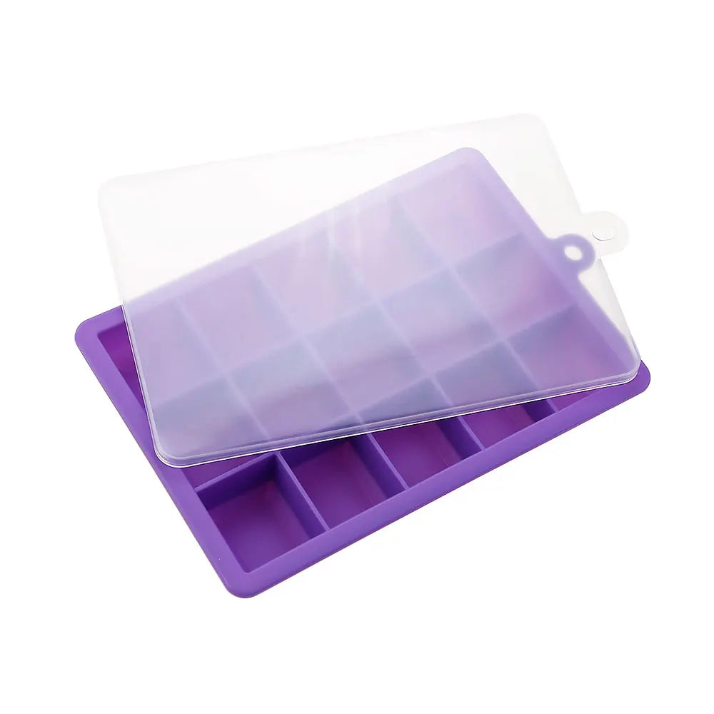 Silicone world Silicone Ice Cube Mold 15/24 Grids Square With Lids Trays Icecream Cold Drinks Whiskey Cocktails Tools Ice Mol