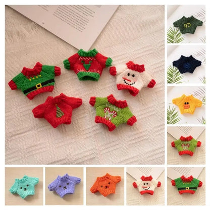 17cm Cute Mini Plush Doll'S Clothes Outfit Accessories For Korea Kpop Exo Labubu Idol Dolls Christmas Knitted Sweater Kid Gif
