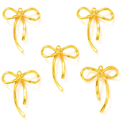 20pcs delicate Bow knot Charms for Bracelet Necklace Pendant Jewelry Making Handmade Crafts diy Supplies 20*25mm N177 - Gold-