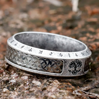 Special Design Stainless Steel Viking Ring Runes Tree of Life Ring For Men Vintage Celtic Knot Rune Vintage Jewelry