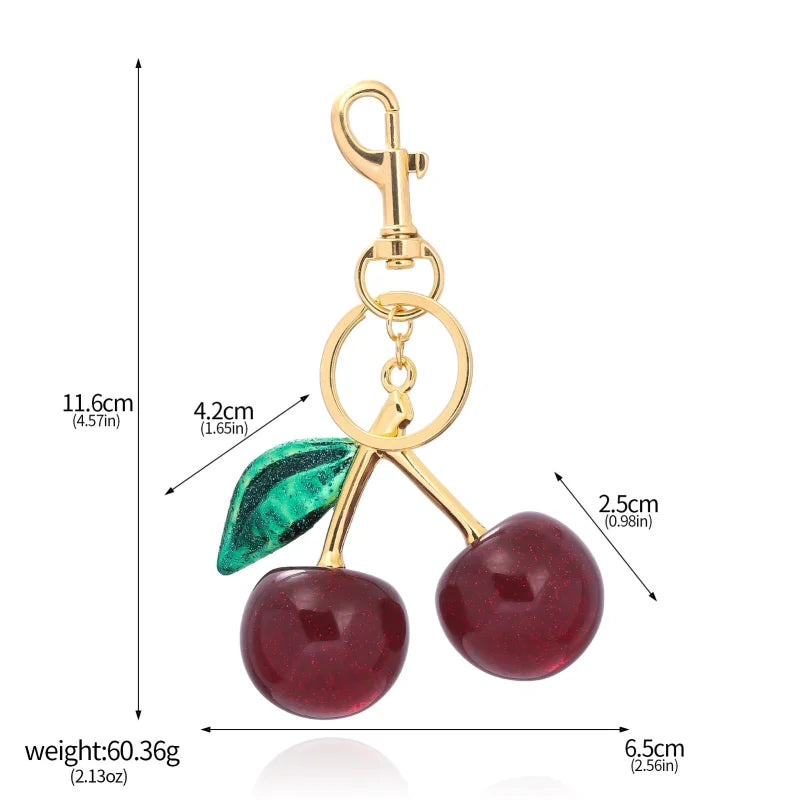 Trendy Red Cherry Pendant Keychain for Women Cute Bag Decorations Multifunctional Jewelry Car Key Accessories Charm Keyring G