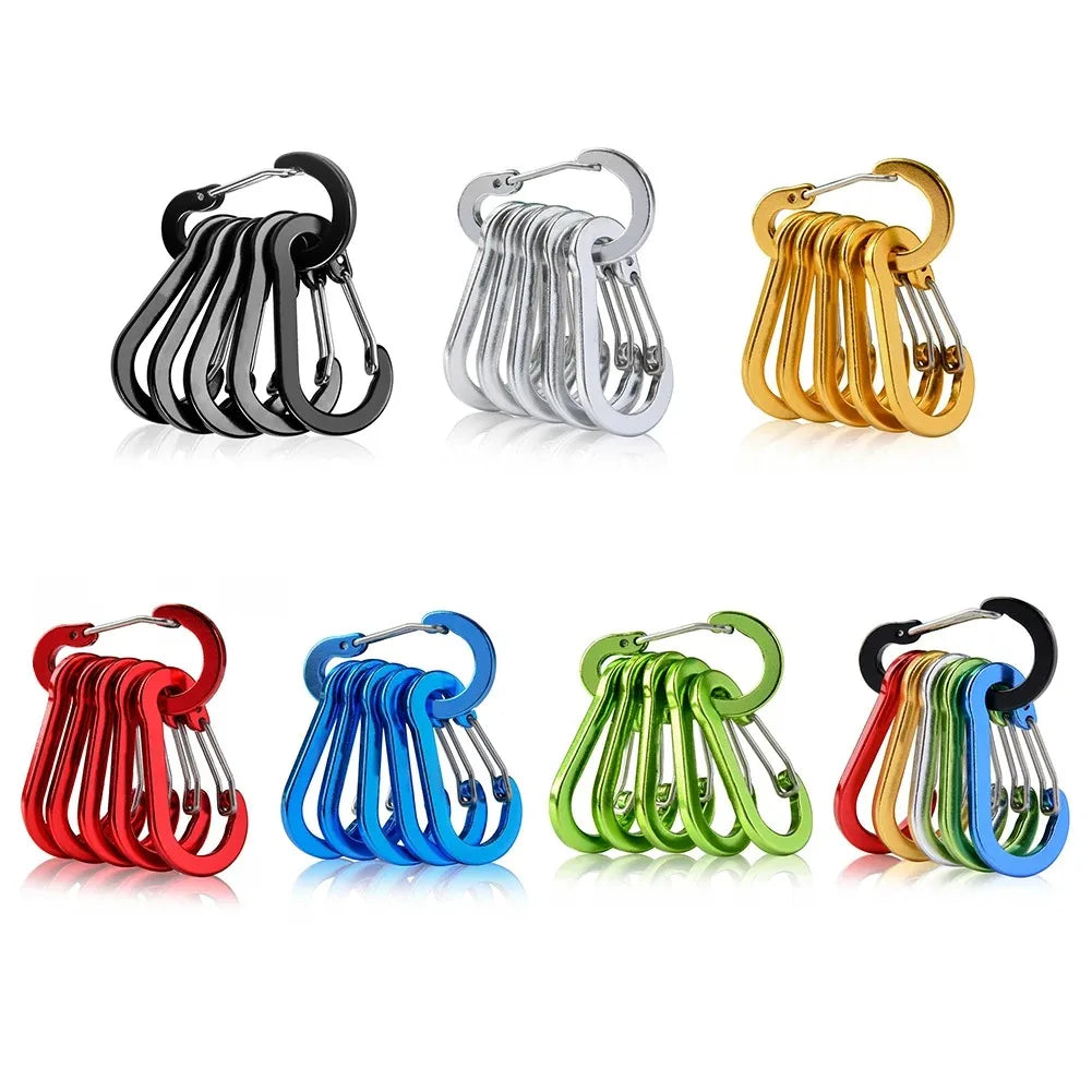 6pcs Carabiner Clip Aluminum Alloy Keychain Lock Buckle Snap D-Ring Clip Outdoor Backpack Camping Multi Tool Fishing Hiking H