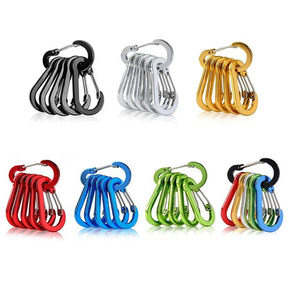 6pcs Carabiner Clip Aluminum Alloy Keychain Lock Buckle Snap D-Ring Clip Outdoor Backpack Camping Multi Tool Fishing Hiking H