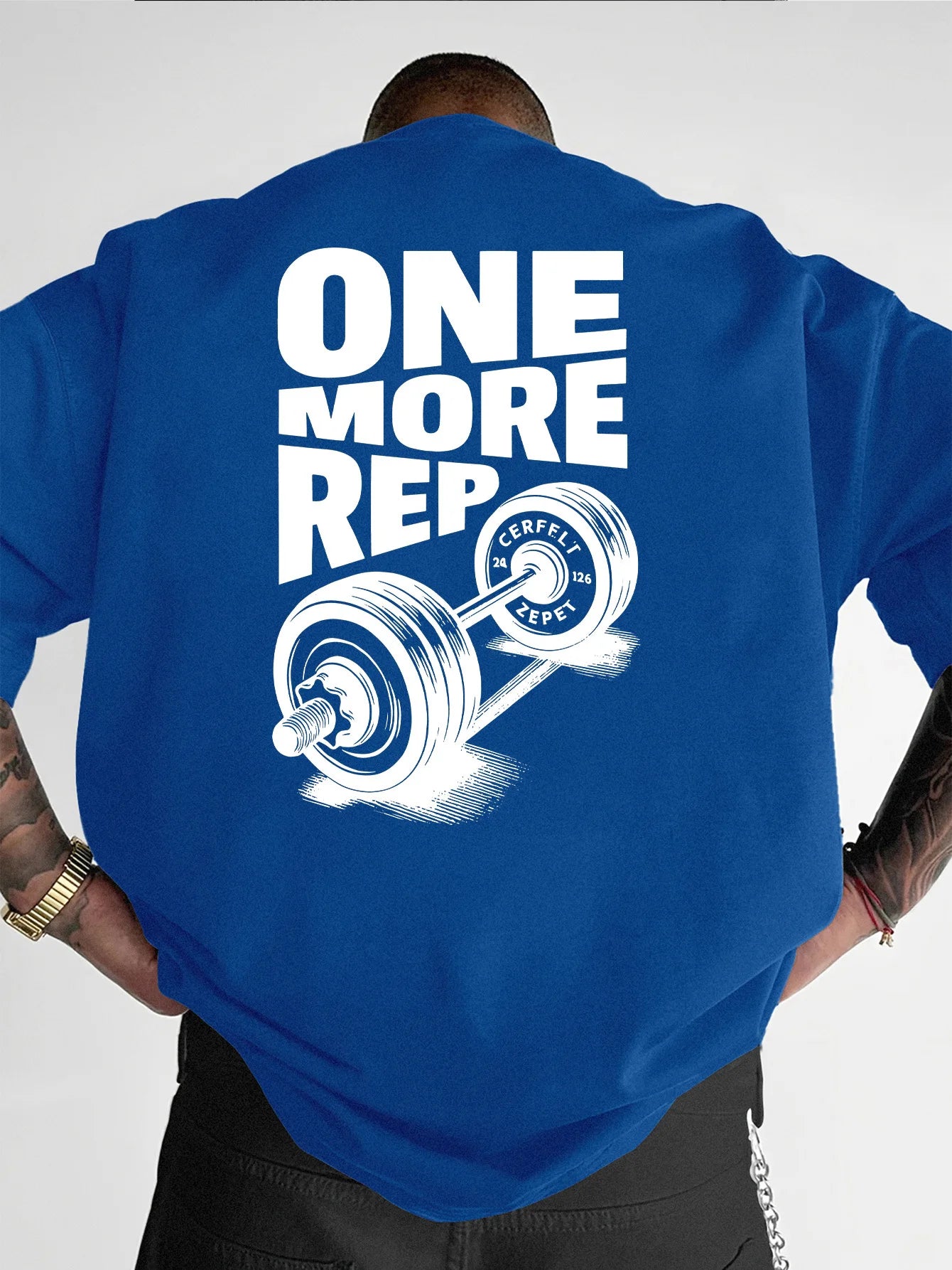 Men's T-Shirt Vintage Funny Gym Workout ONE MORE REP Weightlifting Women Streetwear Cotton Oversized Tees Short Sleeve Loose 