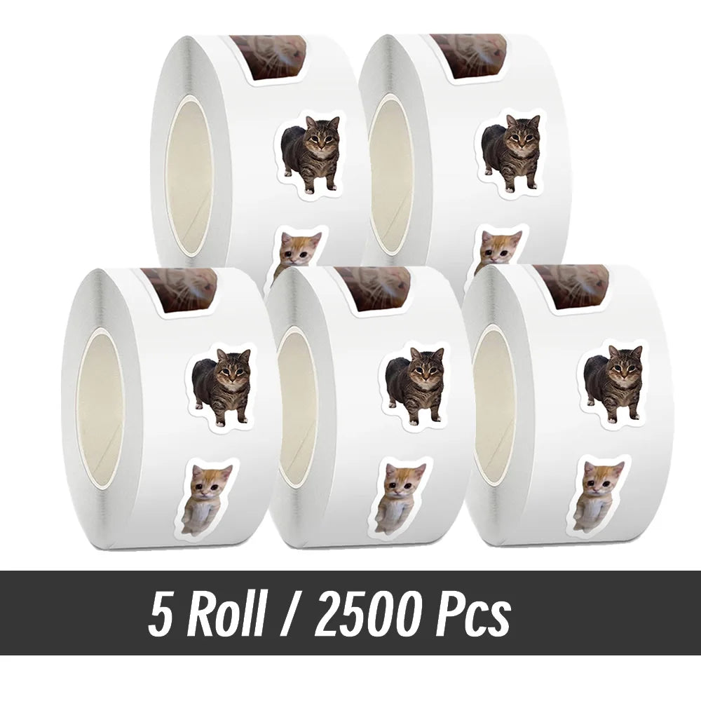 500pcs/roll Cartoon Meme Cat Stickers For School Reward Stickers Classroom Decoration Encouragement Sticker For Student Teach