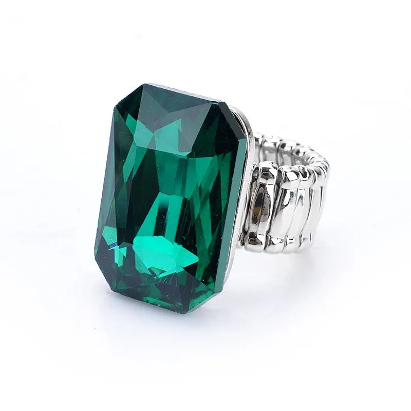 Personality Elegant Big Ring for Women 7 Colors Big Resin Stone Fashion Elastic Stretch Finger Rings Jewelry Christmaswholesa