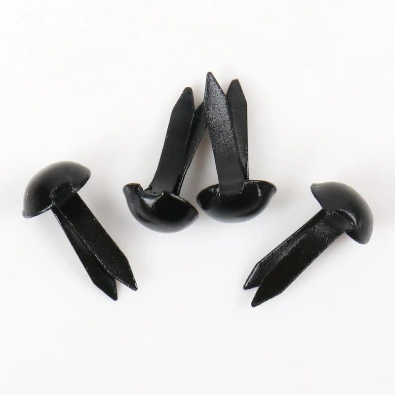 100pcs Mixed Round Metal Brad Studs Spikes Scrapbooking Embellishment Fastener Brads Crafts Pushpin Decoration 5x10mm - black