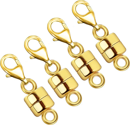 Magnetic Necklace Clasps and Closures with Lobster Clasp 14K Gold and Silver Plated Magnet Jewelry Clasps Converters