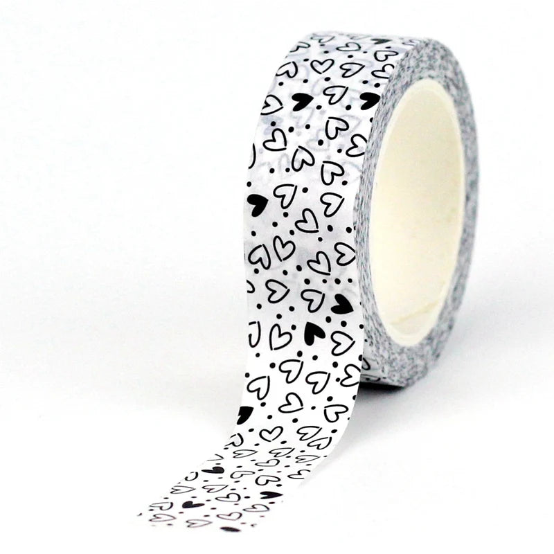 NEW 1PC 10M Decorative Black and White Japanese Washi Tape Set DIY Journaling Adhesive Moon Masking Tape Cute Stationery - NO