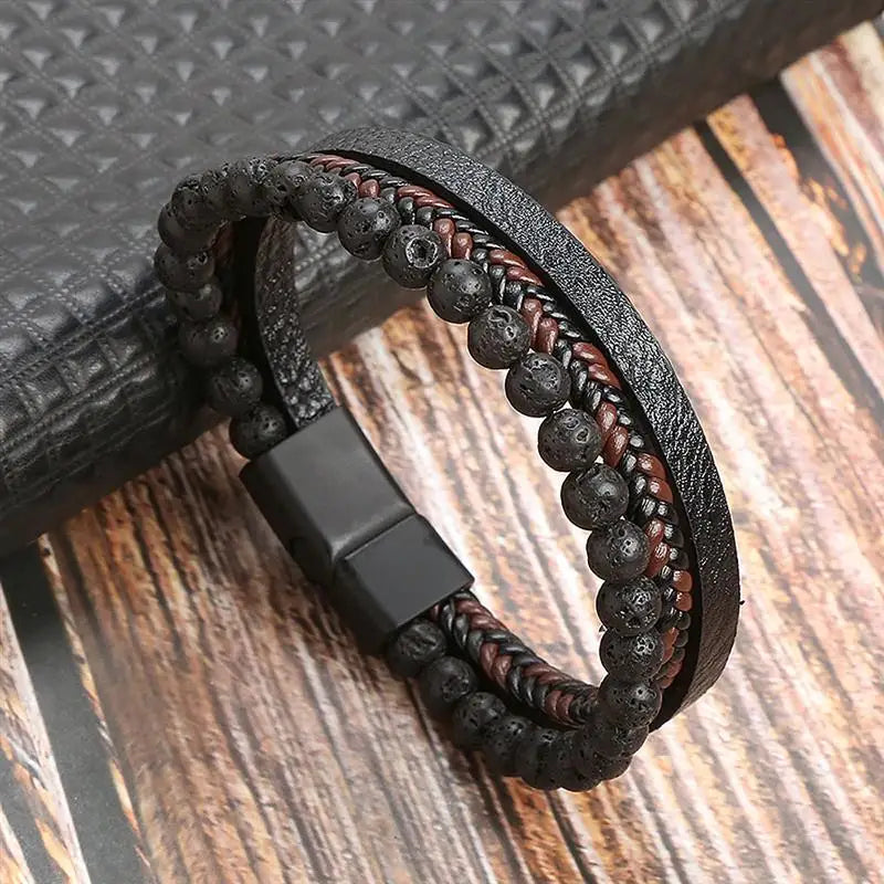 Classic Men's Leather Bracelet New Style Hand-woven Multi-layer Combination Accessory Fashion Man Jewelry