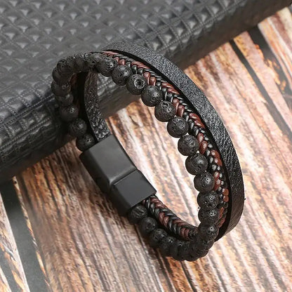 Classic Men's Leather Bracelet New Style Hand-woven Multi-layer Combination Accessory Fashion Man Jewelry