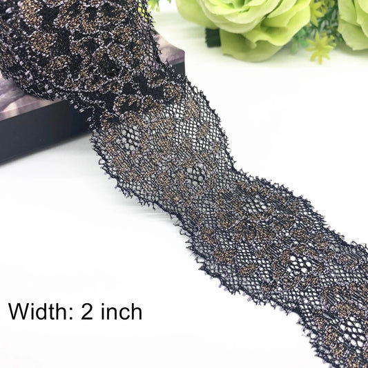 6y/lot Width 2-3 1/2 inch 4 Colors Glitter Stretch Lace Trim Foil For Clothing Accessories Dress Sewing Applique Costume Fabr