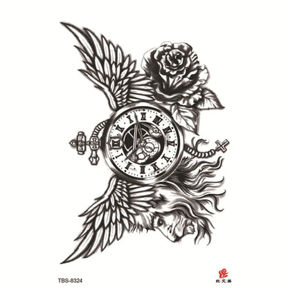 Waterproof Temporary Tattoo Sticker Flowers Big Pray Hands Cross Honely Lovely Letters Neck Flash Tatto Fake Tatoo for Women 