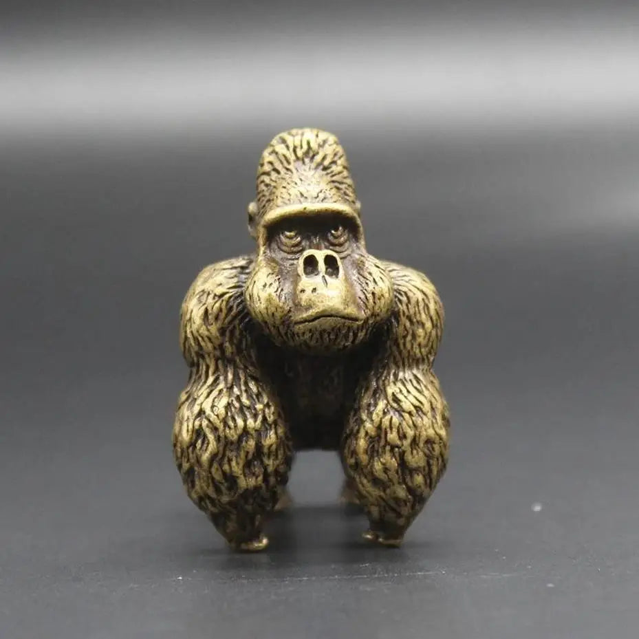 1 Pcs Antique-style Brass Golden Monkey Tea Table Tea Pet Office Desktop Animal Decorative Figurine Cast Bronze Ornament