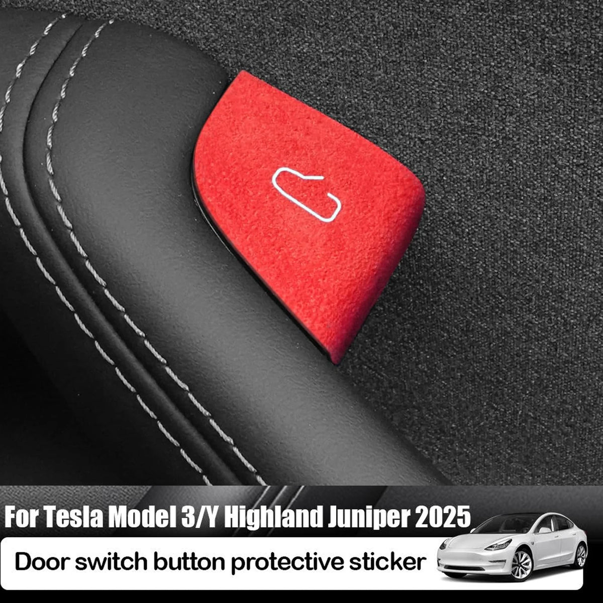 For Tesla Model Y Juniper 2025 Model 3 Highland 25-26 Car Interior Suede Door Button Trim Stickers Patch Trim Cover Accessori