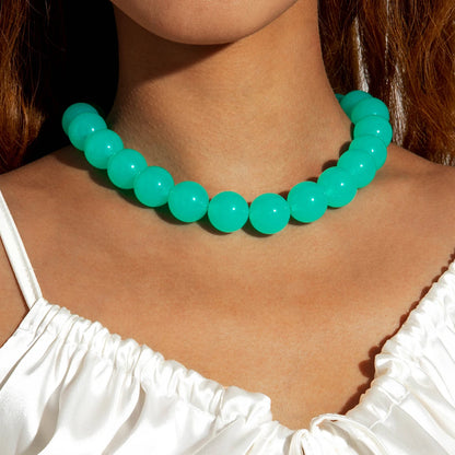 Docona Bohemia Bead Round Colourfulne Neckalce for Women Fashion Banquet Adjustable Geometric Holiday Jewelry Party Gifts