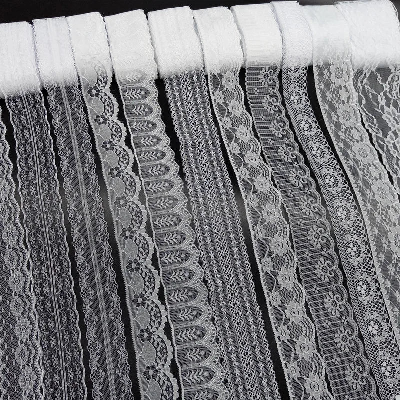 10 Yards 38 Kinds of White Lace Ribbon African Lace Fabric DIY Webbing Decoration Gifts Packing Sewing Clothes Material Craft