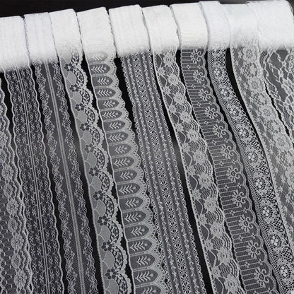10 Yards 38 Kinds of White Lace Ribbon African Lace Fabric DIY Webbing Decoration Gifts Packing Sewing Clothes Material Craft
