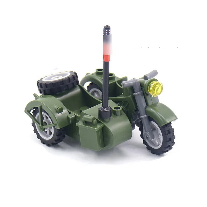 Military Weapon Motorcycle Many Colors Toys For Children Accessories War II Transportation Facility Militaries Compatible Blo