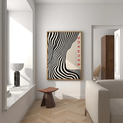 Mid Century Modern Black Bauhaus Canvas Wall Art Poster, Unframed Wavy Minimalist Bauhaus Wall Art Prints for Living Room Dec