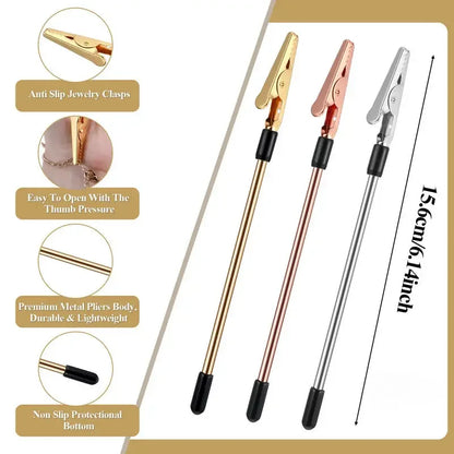 3 Colors Metal Bracelet Helper Tool Hook Pretty Bracelet Helper Easy Jewelry Wearing Tool Aid Assistance for Bracelet Necklac