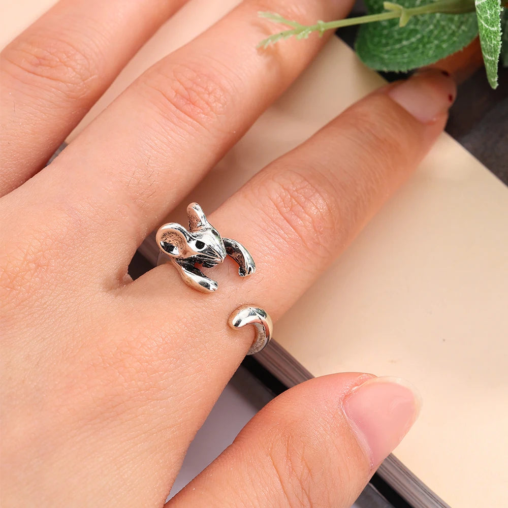 1 Creative Vintage Rat Adjustable Alloy Ring - Simple and Cute Hypoallergenic and Eco-Friendly Decorative Accessories Gifts