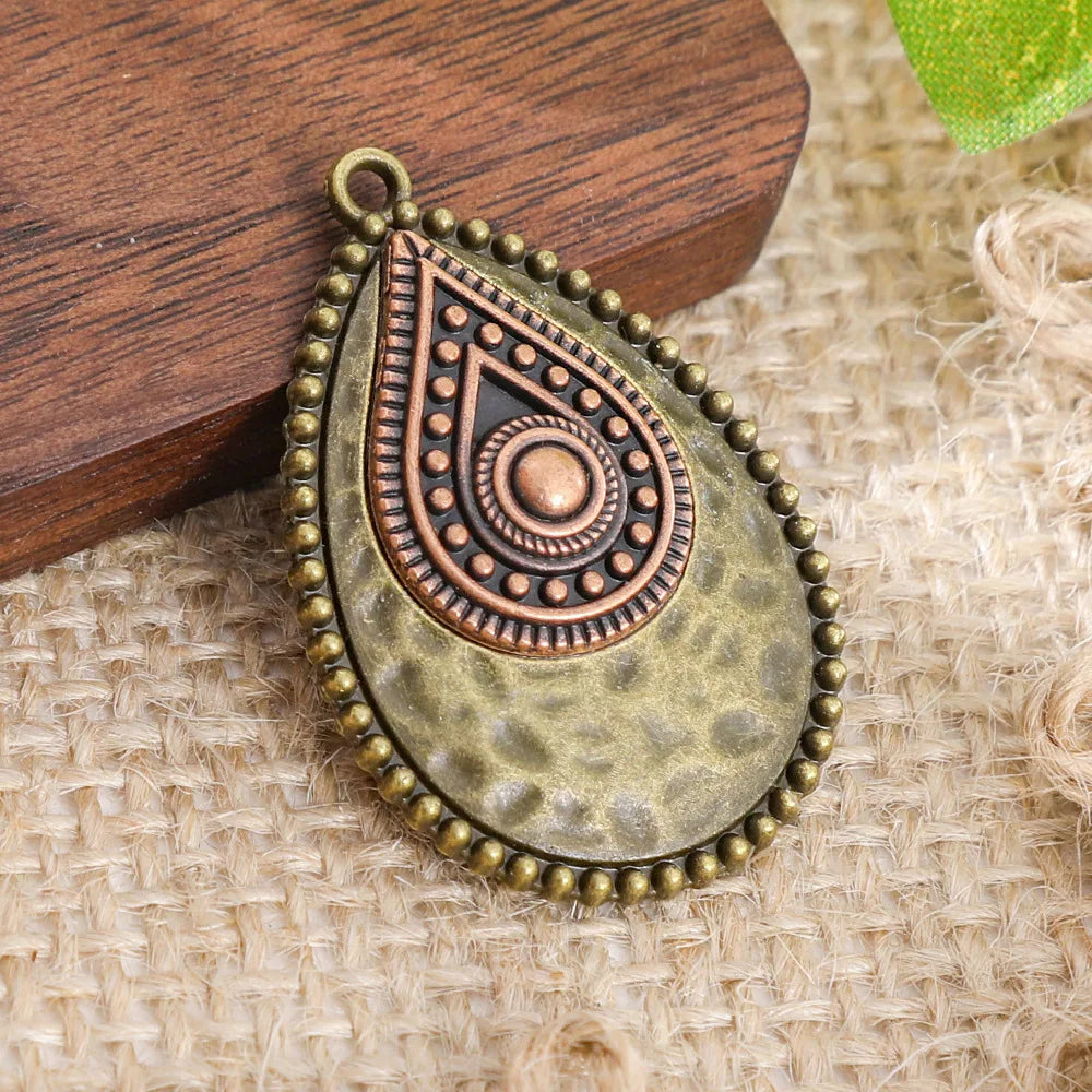 Retro Vintage Ethnic Bohemia Teardrop Pendants for Women Earrings Necklaces Charms for DIY Making Jewelry Accessories