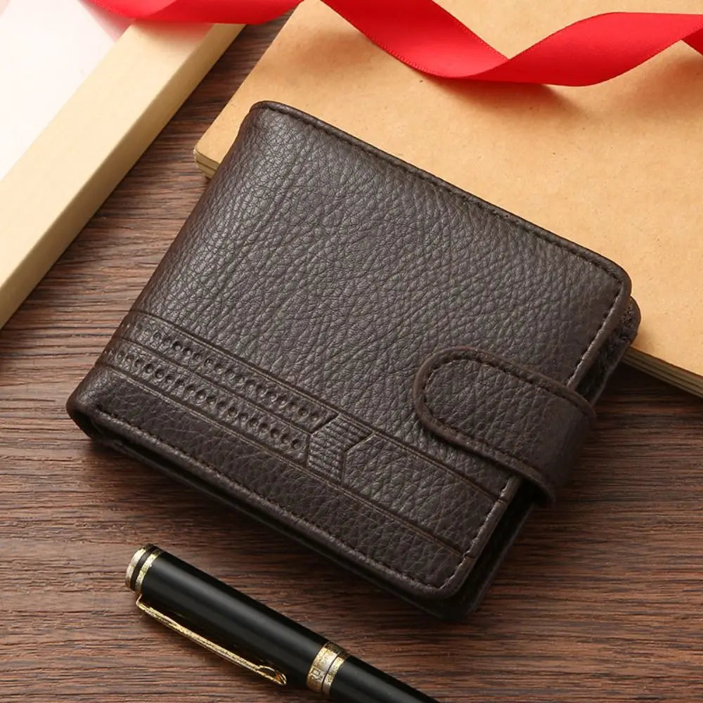 Men Wallets Leather Zipper Purse Man Slim Card Horders Quality Male Short Multi-card Wallet Coin Pocket Purse - coffee