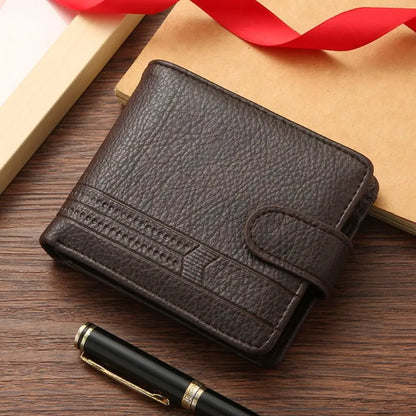Men Wallets Leather Zipper Purse Man Slim Card Horders Quality Male Short Multi-card Wallet Coin Pocket Purse - coffee
