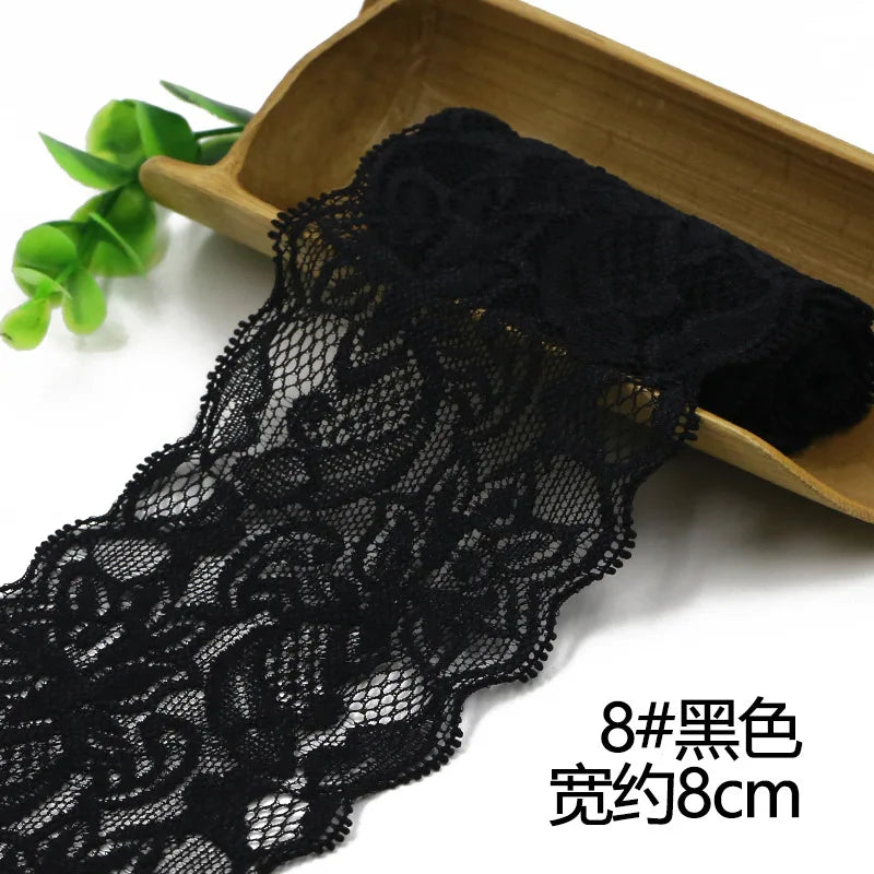 Lace Trim 1 Meter, Elastic Ribbon for Sewing, Wide Lace Trim, DIY Crafts, Scrapbooking Supplies, Crochet Pattern Ribbon in Co