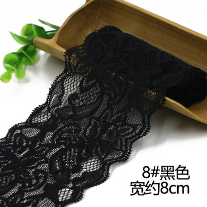 Lace Trim 1 Meter, Elastic Ribbon for Sewing, Wide Lace Trim, DIY Crafts, Scrapbooking Supplies, Crochet Pattern Ribbon in Co