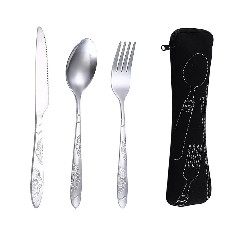 Picnic Set Tableware Washable with Zipper Travel Cutlery Kit Case Portable Pouch for Dinner Household Tool Travel Camping Spo