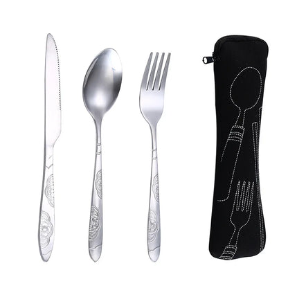 Picnic Set Tableware Washable with Zipper Travel Cutlery Kit Case Portable Pouch for Dinner Household Tool Travel Camping Spo
