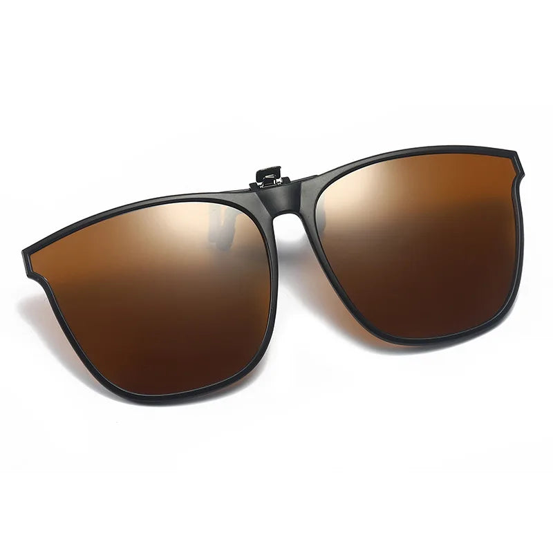 Polarized Clip On Sunglasses Men Car Driver Goggles UV400 Sun Glasses Anti Glare Vintage Square Glasses - CL4