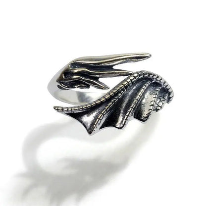 Retro Angel Demon Wings Open Ring for Women Couples Punk Gothic Adjustable Finger Jewelry Accessories Hip Hop Gifts - 991231