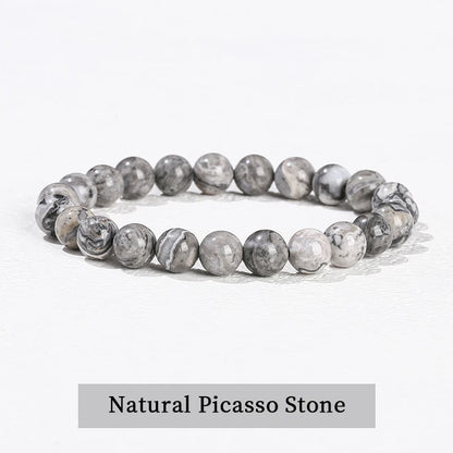 JD Natural Stone Beads Bracelet Amethyst Tiger Eye Crystal Quartz Agate Gem Beads Bangles Women Men Reiki Healling Jewelry Gi