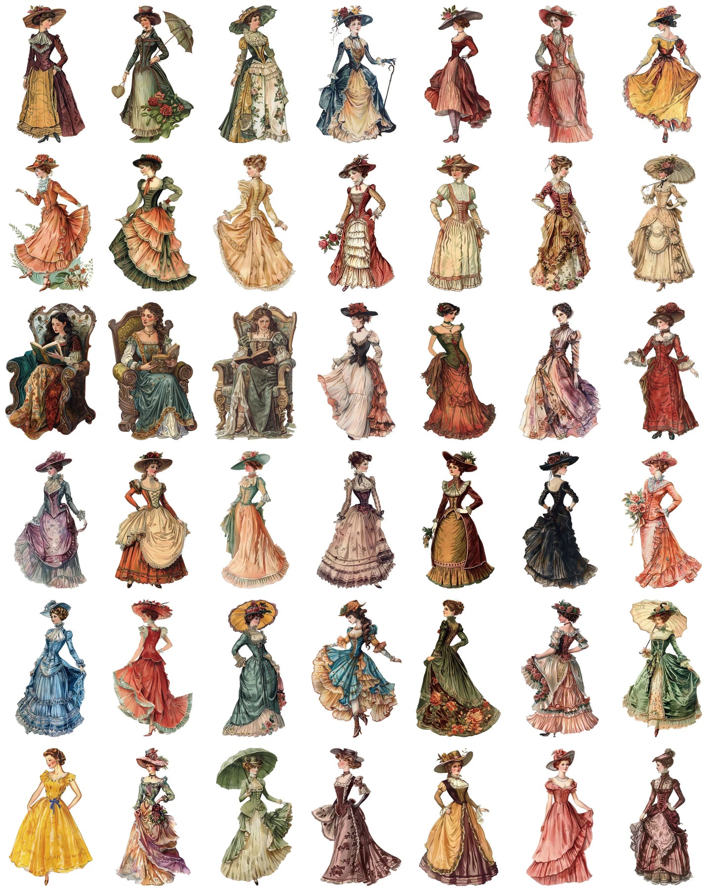 50PCS Vintage European and American Character Stickers for Mobile Phones, Laptops, Cups, Photo Frames, DIY Decorative Sticker