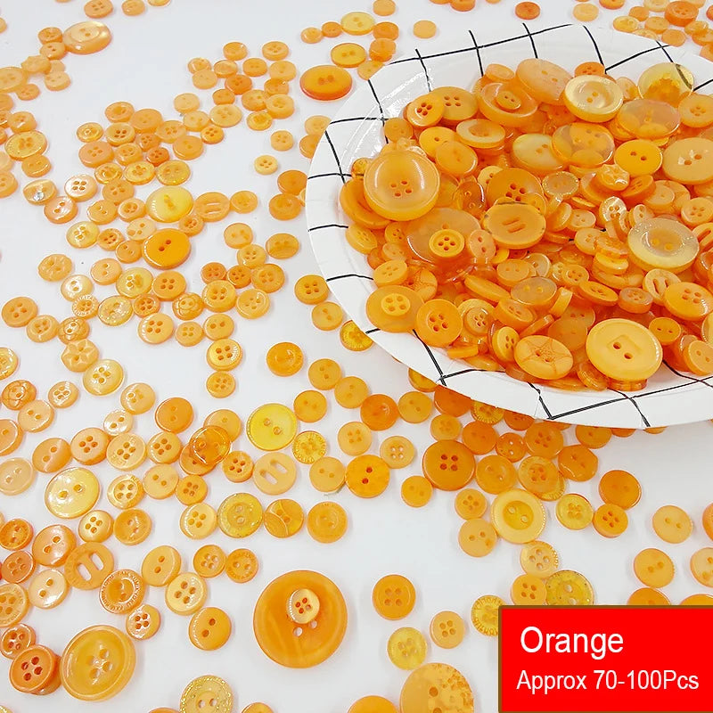 50g/Pack Mix Size Mix color Resin Button 1-3cm Sewing Buttons For Scrapbook Crafts DIY Handmade Sewing Accessories - Orange
