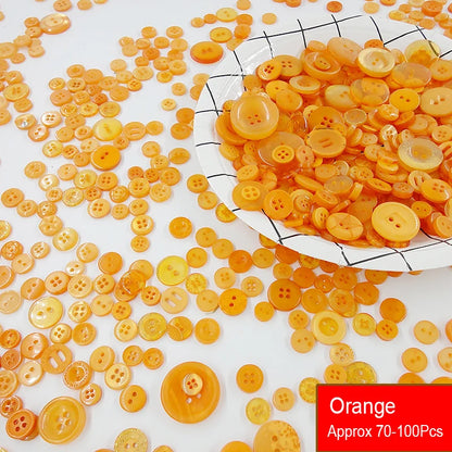 50g/Pack Mix Size Mix color Resin Button 1-3cm Sewing Buttons For Scrapbook Crafts DIY Handmade Sewing Accessories - Orange