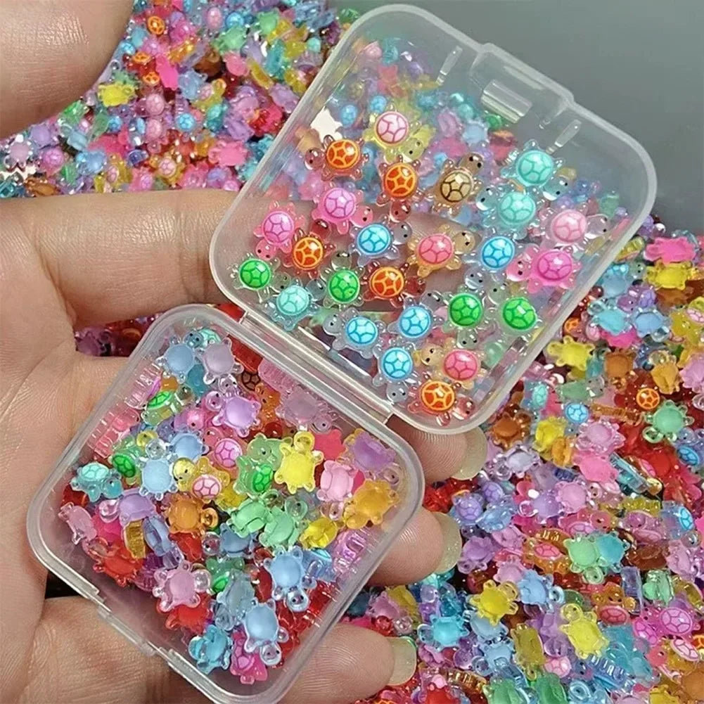 100Pcs Mini Resin Turtles Glow in The Night Turtle Miniatures Multi-Function Small Animals Figures for DIY Fairy Garden Decor