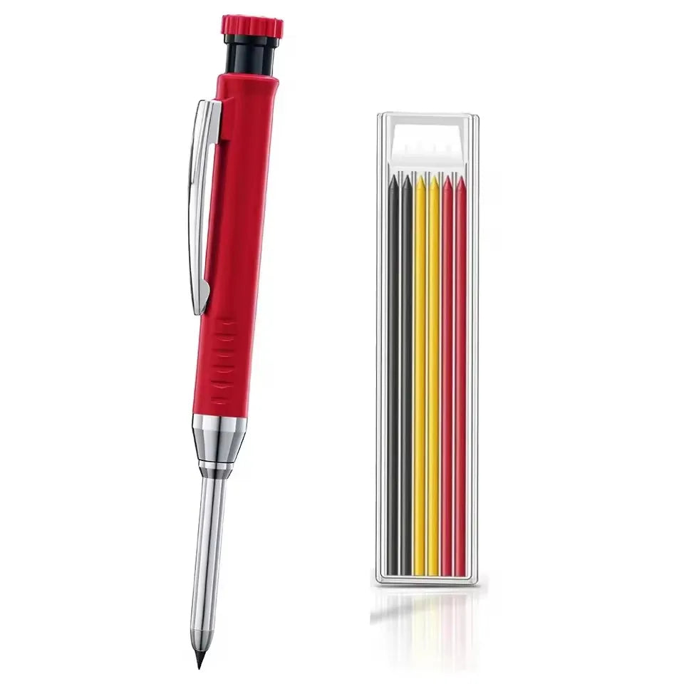 Solid Carpenter Pencil Set Woodworking Tools Mechanical Pencil 5 Colors Refill Construction Job Tools Carpentry Marking Scrib