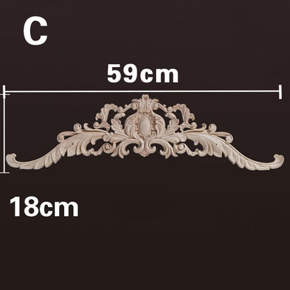 Wood Appliques and Onlays Natural Furniture Wall Door Woodcarving Decorative Long Flower Wooden Figurines Crafts Corner Frame