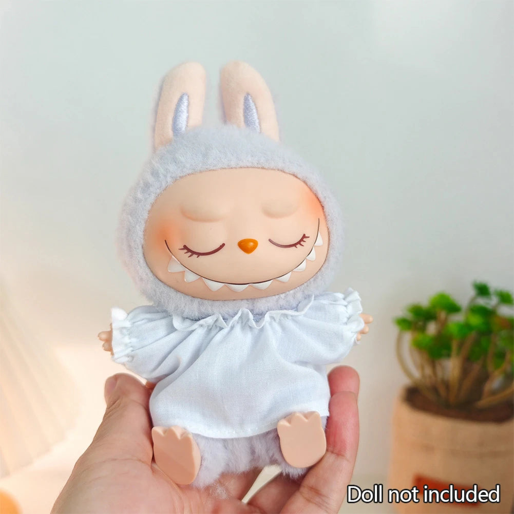 Mini Doll'S Clothes Outfit Accessories for 15-17cm Ropa Labubu & 10cm Cotton Doll Love Hoodie Pink Yarn Skirt Clothing no dol