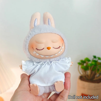 Mini Doll'S Clothes Outfit Accessories for 15-17cm Ropa Labubu & 10cm Cotton Doll Love Hoodie Pink Yarn Skirt Clothing no dol