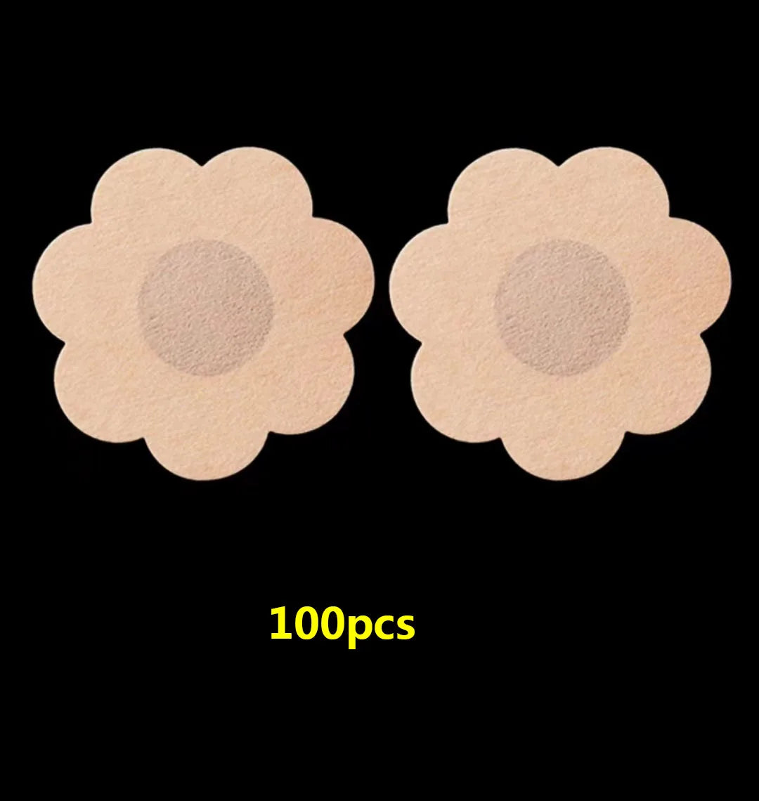 100Pcs Nipple Sticker Disposable Invisible Chest Sticker Non-woven Bra Breast Patch Bra-less Pasties Pad Nipple Cover Sticker