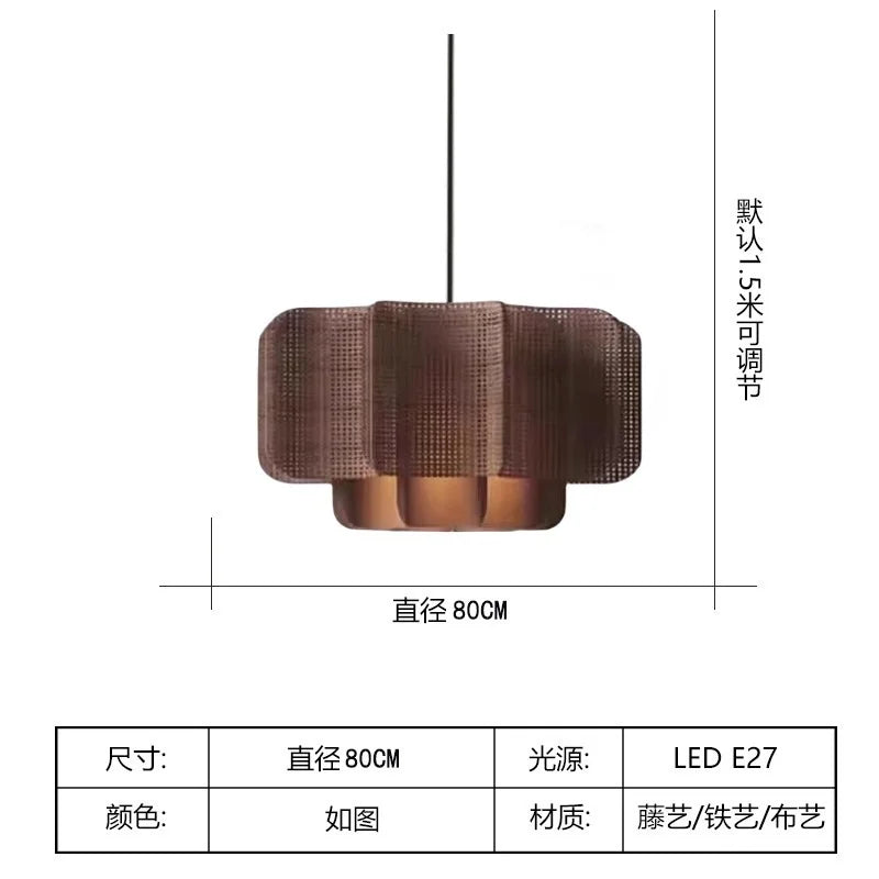Japanese Rattan Chandelier Wabi Sabi Vintage pendant Light Bedroom Kitchen Island Living Dining Room Hotel Bedroom hanging La
